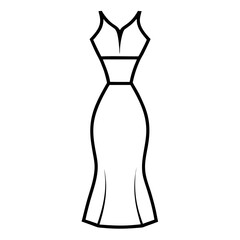 Minimalist Cocktail Dress Line Art