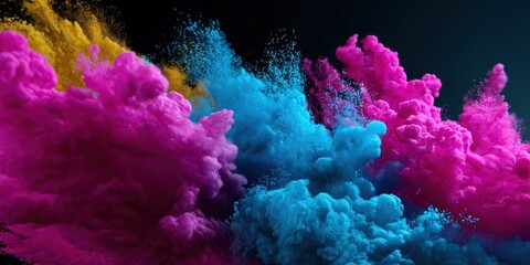 Naklejka premium Vivid Color Explosion with Pink and Blue Clouds