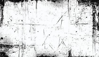 Abstract Black and White Grunge Pattern with Scratches and Splatters. Grunge Texture Background