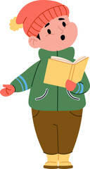 Boy Singing Christmas Carols with Book