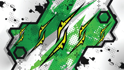 Green Racing Vector Background with Grunge Claw Stripes