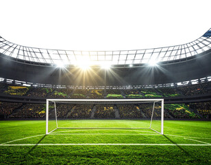 Obraz premium Football goal at the stadium with green grass