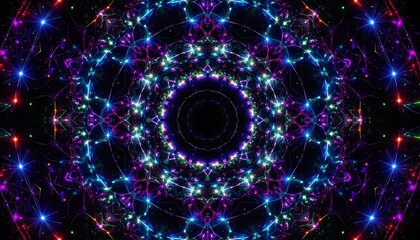 Abstract kaleidoscopic design with vibrant lights