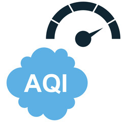 Air quality monitor icon vector for environmental tracking, clean air, and health. This modern, flat icon is useful for illustrating pollution control and smart home devices.
