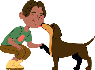 Boy and Dog Interaction