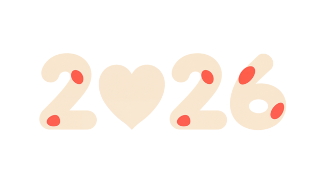 Creative 2026 year design featuring a heart symbol, perfect for new year celebrations