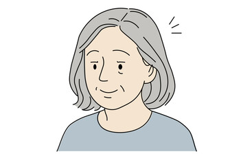 Senior woman with surprised or realization expression illustration for elderly lifestyle, healthcare, wellness, nursing care, family themes, educational materials, and medical design projects isolated