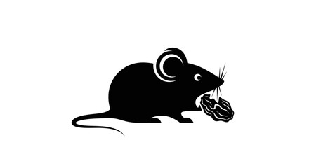 Simple black silhouette of a mouse eating food icon.