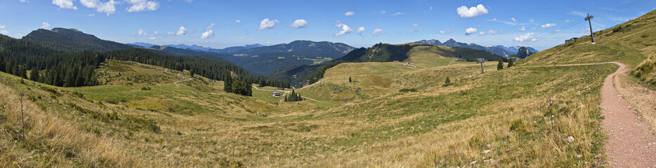 Naklejka premium Alpine pastures over Lofer, Austria, Europe 
