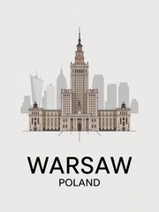 Naklejka premium Vintage Travel Poster of Warsaw Poland 