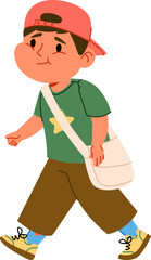 Boy Walking with Messenger Bag