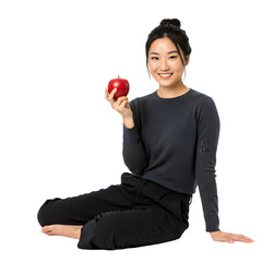 Healthy Lifestyle: Young Woman with Red Apple