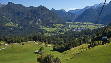 View of Lofer from the Gondola lift "Almbahn", Austria, Europe 
