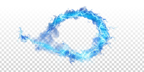 Vector blue electricity lightning ring isolated on transparent background.