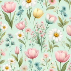 seamless pattern with tulips