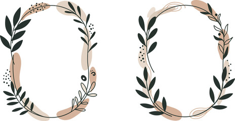 floral frames with colorful leaves and flowers arranged neatly