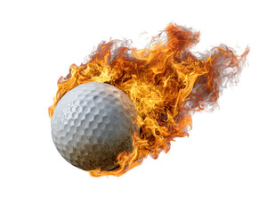 Golf ball fire sport object photo realistic glowing burning isolated dynamic golf ball engulfed bright flames glowing and dynamic isolated transparency background creating intense and energetic