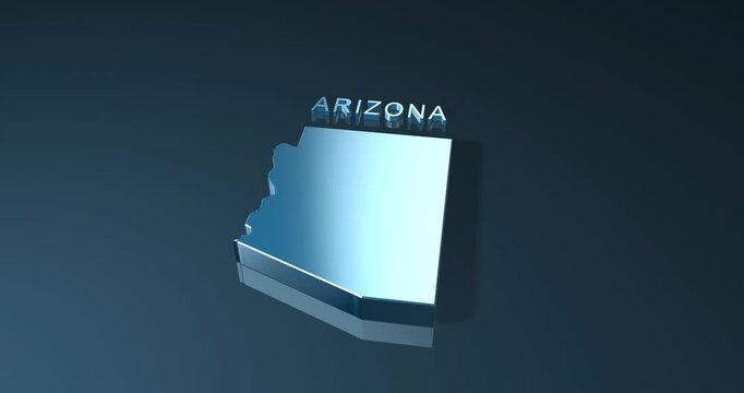 Animated map of Arizona a state of USA-United State of America in ProRes 422 HQ 4K