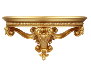 Ornate gold decorative podium with artistic carvings, luxury element, classic style, elegant detail, isolated on transparency background, opulent and sophisticated design