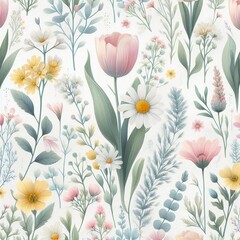 seamless pattern with tulips