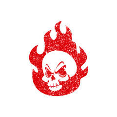 skull head fire cartoon mascot
