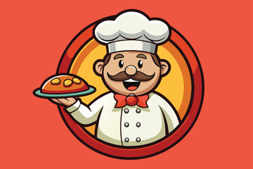 Delightful Pizza Chef Illustration A Whimsical Mascot Ready to Serve Fresh and Delicious Pizza with a Smile and Enthusiasm