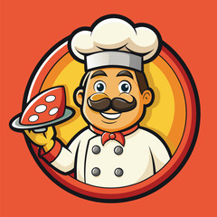 Delightful Pizza Chef Illustration A Whimsical Mascot Ready to Serve Fresh and Delicious Pizza with a Smile and Enthusiasm