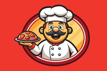 Delightful Pizza Chef Illustration A Whimsical Mascot Ready to Serve Fresh and Delicious Pizza with a Smile and Enthusiasm