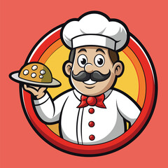 Delightful Pizza Chef Illustration A Whimsical Mascot Ready to Serve Fresh and Delicious Pizza with a Smile and Enthusiasm