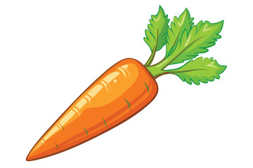 Vibrant Cartoon Carrot with Lush Green Leaves A Colorful and Whimsical Illustration for Healthy Eating and Farm Fresh Produce