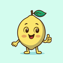 cute cartoon vector illustration of lemon fruit