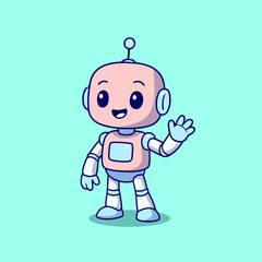 2d flat illustration of a cute robot