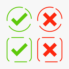 approved and rejected checkmark symbol in collection Icon sheet