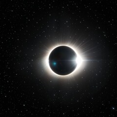 Obraz premium Solar Eclipse Over Dark Space with Bright Starry Background