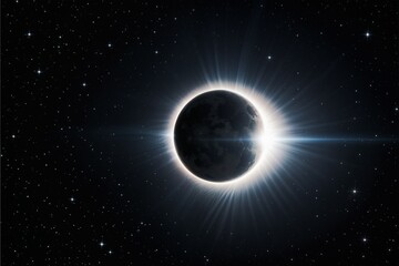 Naklejka premium Stunning View of Solar Eclipse Surrounded by Starry Night Sky