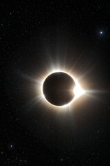 Obraz premium Stunning Total Solar Eclipse with Bright Corona Against Starry Sky