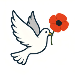 Obraz premium White doves carry poppies as a symbol of peace.