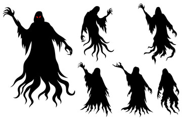 Scary Ghost Silhouettes | Halloween Spirit Clipart | Spooky Phantom Vector Bundle