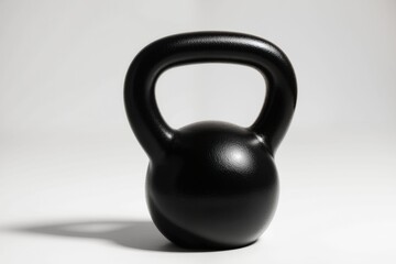 Fototapeta premium Black Kettlebell Isolated on a Light Grey Background for Fitness