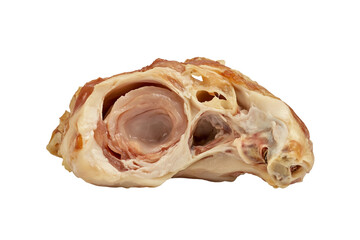 Naklejka premium Slice of juicy chicken thigh showing its tender meat isolated on transparent background