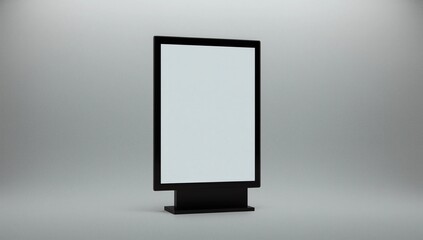 Digital signage with blank screen isolated on white background. Mockup to showcasing information or advertising