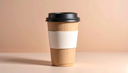 Modern mockup of reusable eco coffee cup with blank label,