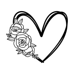 Floral heart svg cut file. Isolated vector illustration.