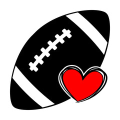 Football with doodle scribble heart svg cut file. Isolated vector illustration.