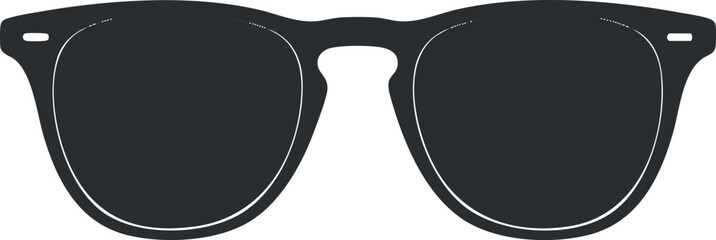 Black sunglasses with a classic frame and dark lenses isolated on a transparent background