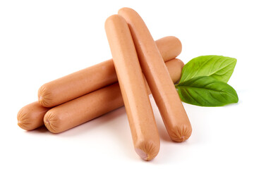 Viennese Boiled Sausages, isolated on a white background.