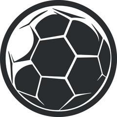 Black and white soccer ball icon symbolizing football sport and recreational game equipment