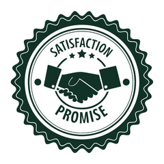 Satisfaction promise badge with handshake design 
