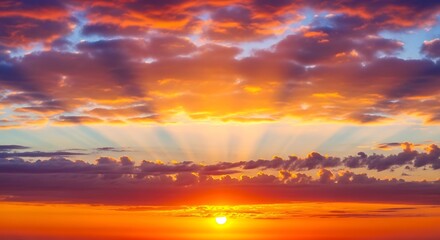 Fototapeta premium Vibrant Sunset Sky with Dramatic Clouds