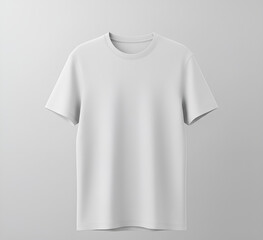 Naklejka premium For print designs, a white blank t-shirt front view mockup is isolated on a grey background.